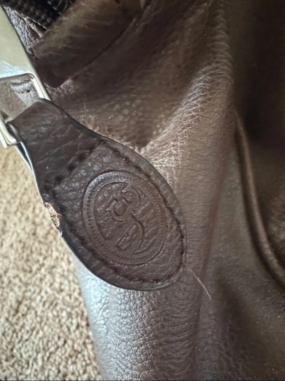 3D Belt Men's Brown Tooled Accent Faux Leather Boot Bag